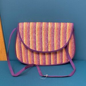 Vintage Valerie Striped Purple and Pink Women's Bag